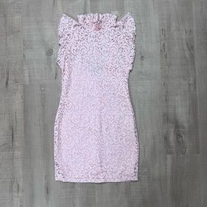 ALEXIA ADMOR light pink CARRIE LACE SLEEVELESS SHEATH RUFFLE DRESS size medium